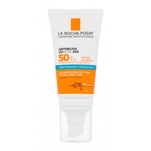 La Roche-Posay Anthelios UVMUNE 400 Hydrating Cream SPF50+ 50 ml transparentní neparfemovaný opalovací krém pro citlivou pleť s voděodolným složením pro ženy