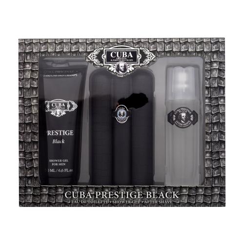 Cuba Prestige Black dárková kazeta pro muže toaletní voda 90 ml + sprchový gel 200 ml + voda po holení 100 ml