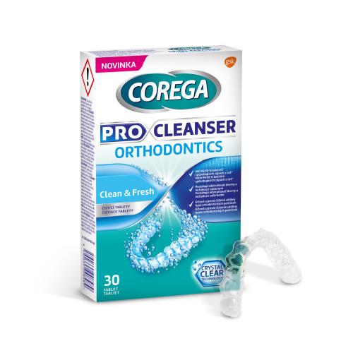 Corega Pro Cleanser Orthodontic Tabs čisticí tablety na rovnátka a zubní náhrady unisex 30 ks čisticích tablet