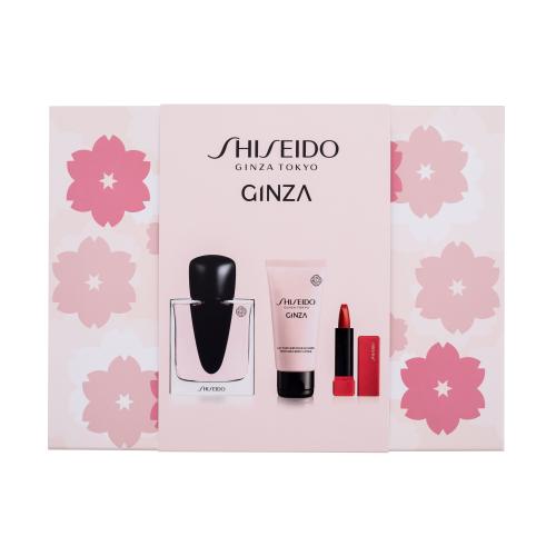 Shiseido Ginza dárková kazeta pro ženy parfémovaná voda 50 ml + tělové mléko 50 ml + rtěnka Techno Satin Gel Lipstick 2 g