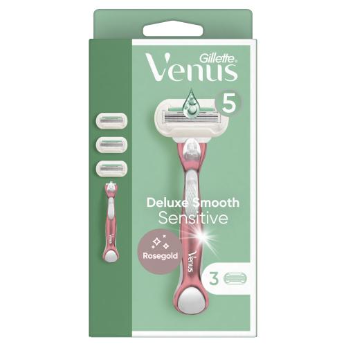 Gillette Venus Deluxe Smooth Sensitive holicí strojek pro citlivou pokožku pro ženy holicí strojek 1 ks + náhradní hlavice 2 ks