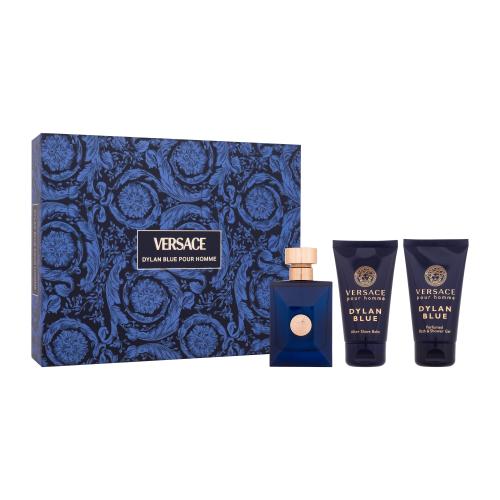 Versace Pour Homme Dylan Blue dárková kazeta pro muže toaletní voda 50 ml + sprchový gel 50 ml + balzám po holení 50 ml