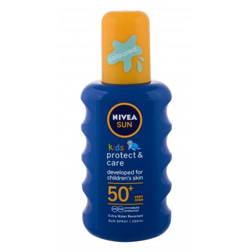 Nivea Sun Kids Protect & Care Sun Spray SPF50+ 200 ml voděodolný barevný sprej na opalování pro děti