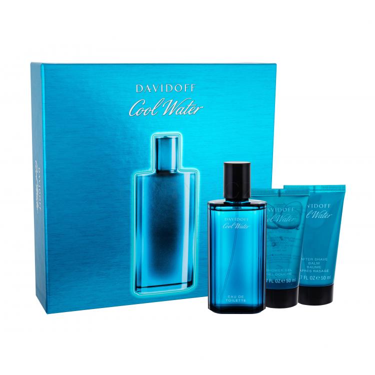 Davidoff Cool Water Dárková kazeta toaletní voda 75 ml + sprchový gel 50 ml + balzám po holení 50 ml poškozená krabička