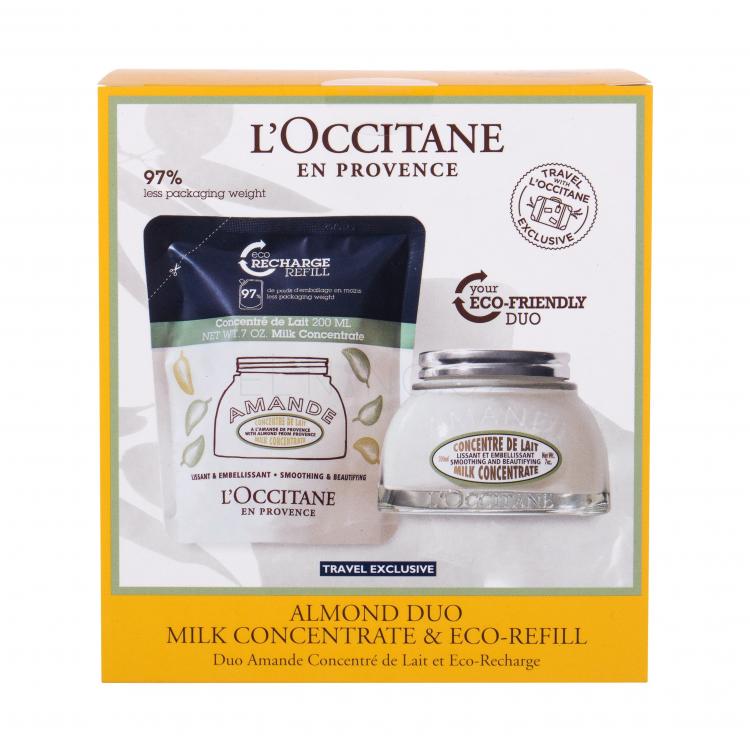 L&#039;Occitane Almond (Amande) Milk Concentrate Dárková kazeta tělový krém 200 ml + tělový krém náplň 200 ml poškozená krabička