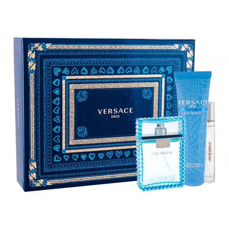 Versace Man Eau Fraiche Dárková kazeta toaletní voda 100 ml + toaletní voda 10 ml + sprchový gel 150 ml poškozená krabička