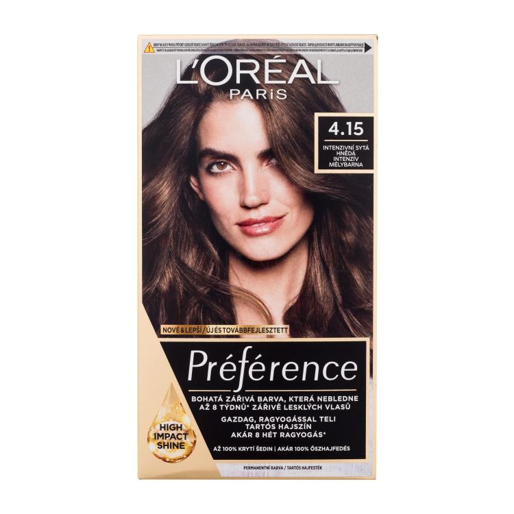 L&#039;Oréal Paris Préférence Barva na vlasy pro ženy 60 ml Odstín 4.15 poškozená krabička