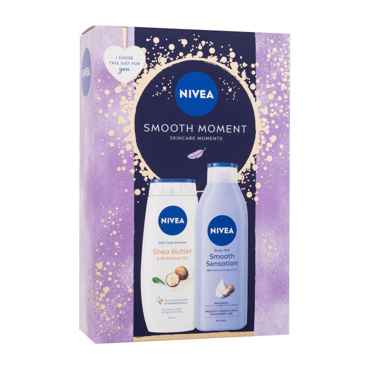 Nivea Smooth Moment Dárková kazeta tělové mléko Smooth Sensation 250 ml + sprchový gel Shea Butter &amp; Botanical Oil 250 ml