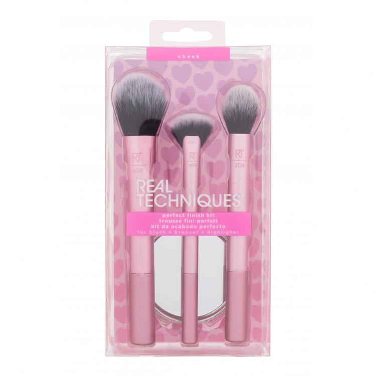 Real Techniques Perfect Finish Kit Love Irl Dárková kazeta kosmetický štětec Soft Blush RT 429 1 ks + kosmetický štětec Precise Fan RT 428 1 ks + kosmetický štětec Contour RT 206 1 ks + zrcátko 1 ks