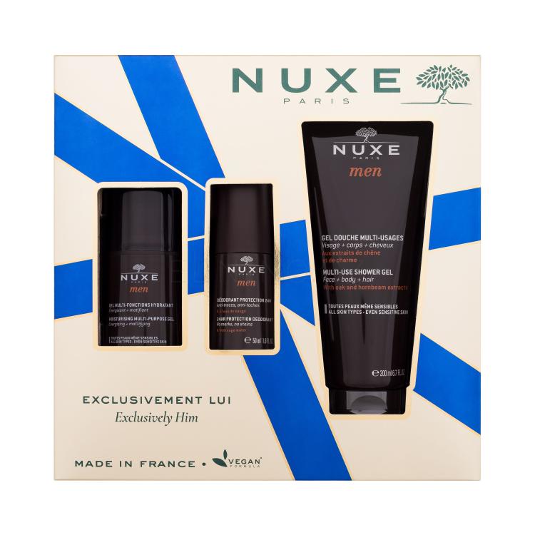 NUXE Exclusively Him Dárková kazeta pleťový gel Men 50 ml + sprchový gel Men 200 ml + deostick Men 50 ml