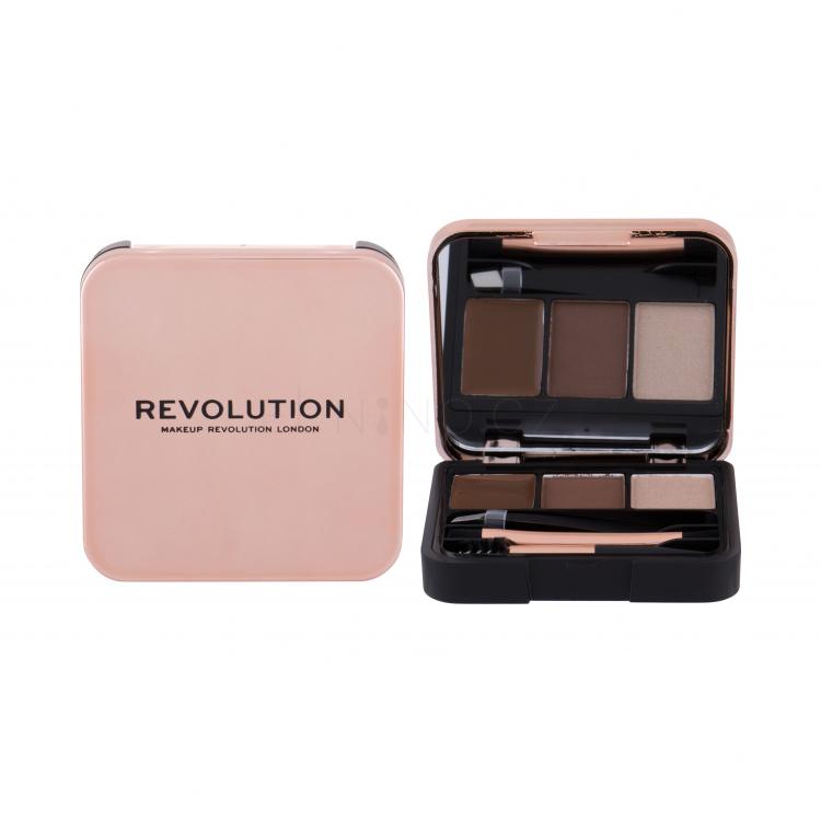 Makeup Revolution London Brow Sculpt Kit Set a paletka na obočí pro ženy 2,2 g Odstín Medium Brown poškozená krabička