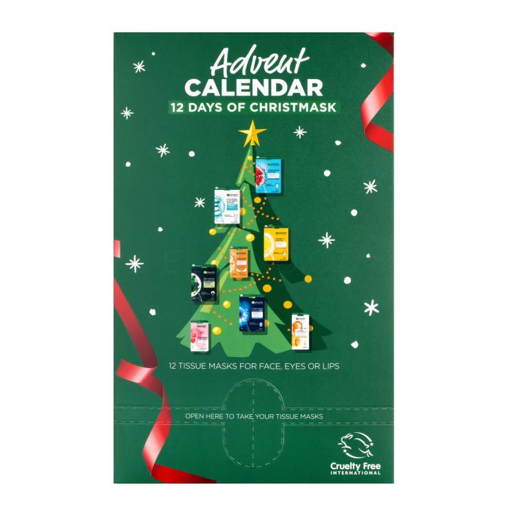 Garnier Advent Calendar 12 Days Of Christmask Dárková kazeta pleťová maska 12 ks