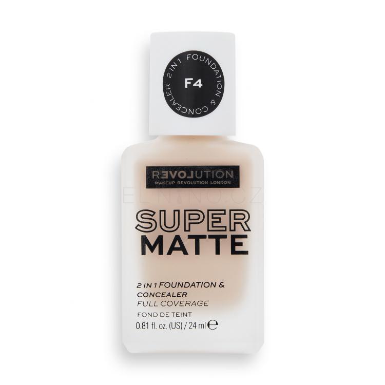 Revolution Relove Super Matte 2 in 1 Foundation &amp; Concealer Make-up pro ženy 24 ml Odstín F4