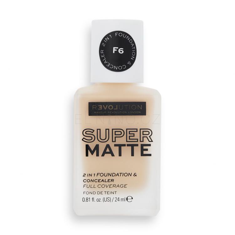 Revolution Relove Super Matte 2 in 1 Foundation &amp; Concealer Make-up pro ženy 24 ml Odstín F6