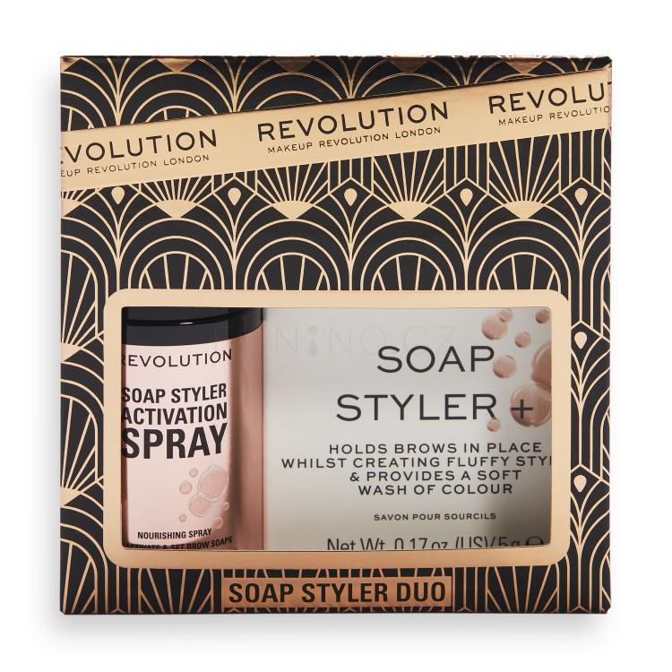 Makeup Revolution London Soap Styler+ Duo Dárková kazeta mýdlo na obočí Soap Styler 5 g + sprej na obočí Soap Styler Brow Activation Spray 50 ml