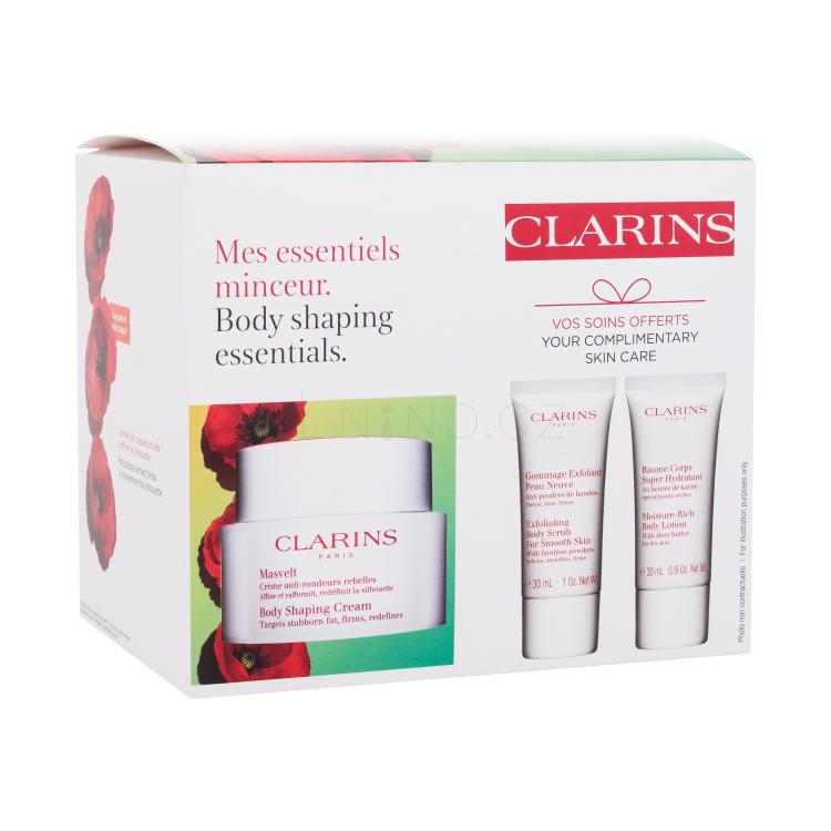 Clarins Body Shaping Essentials Dárková kazeta zeštíhlující tělový krém Body Shaping Cream 200 ml + tělový peeling Exfoliating Body Scrub 30 ml + tělové mléko Moisture-Rich Body Lotion 30 ml