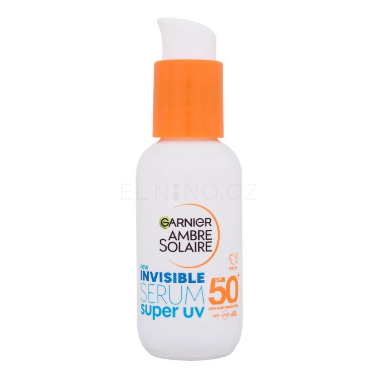 Garnier Ambre Solaire Super UV Invisible Serum SPF50+ Opalovací přípravek na obličej 30 ml poškozená krabička