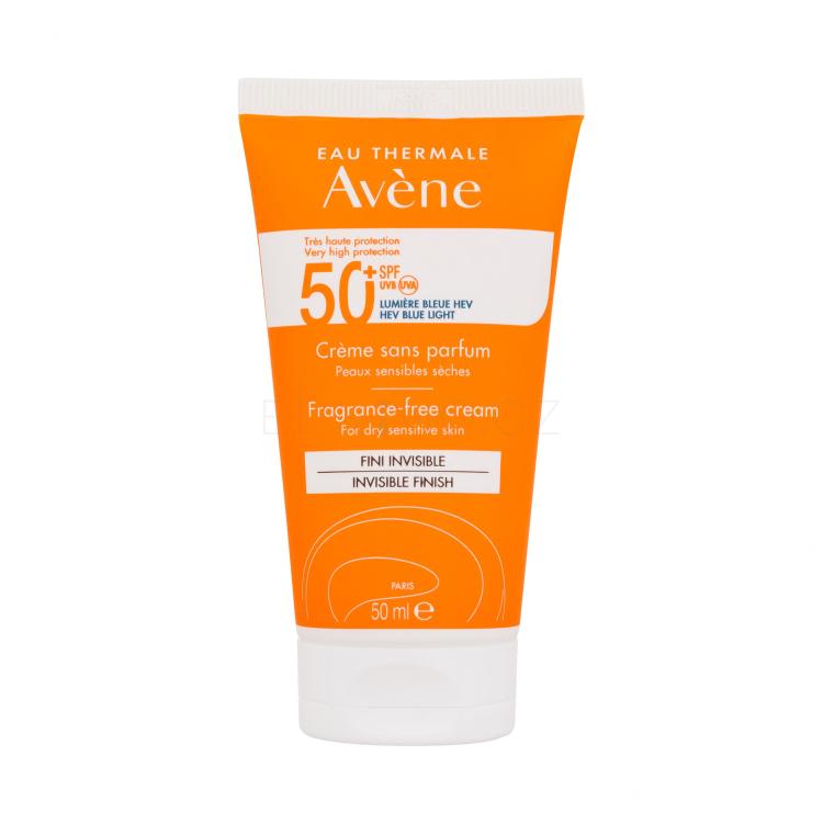 Avene Sun Cream Invisible Finish Fragrance-Free SPF50+ Opalovací přípravek na obličej 50 ml