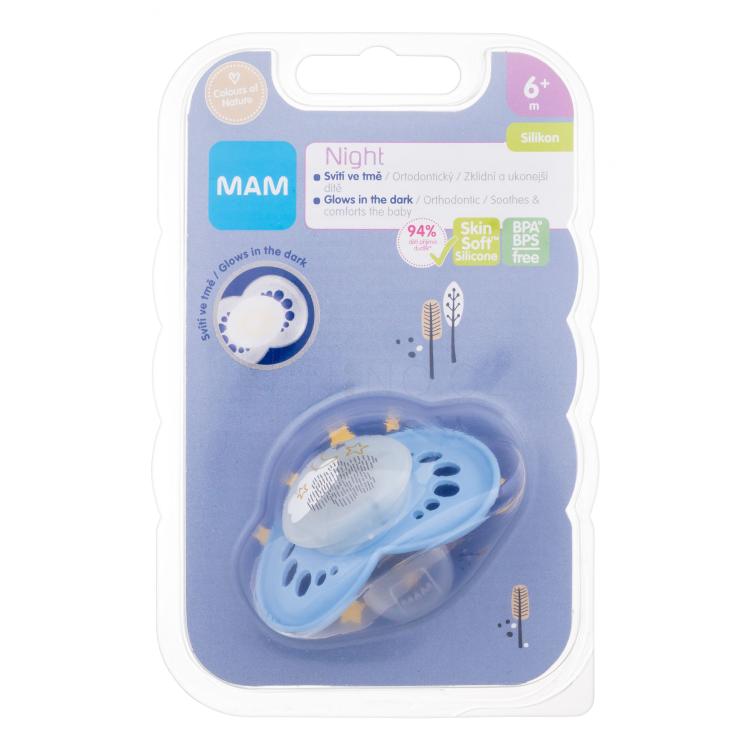 MAM Night Silicone Pacifier 6m+ Sky Dudlík pro děti 1 ks