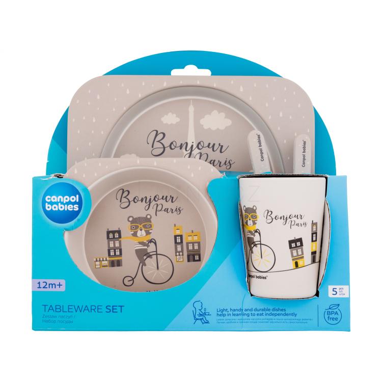 Canpol babies Bonjour Paris Tableware Set Beige Nádobí pro děti Set poškozená krabička