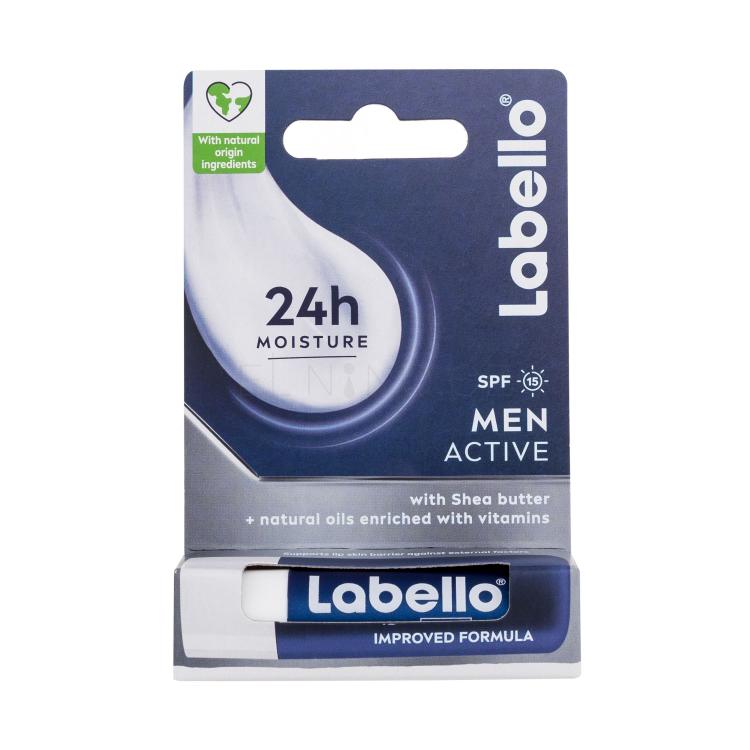 Labello Men Active 24h Moisture Lip Balm SPF15 Balzám na rty pro muže 4,8 g