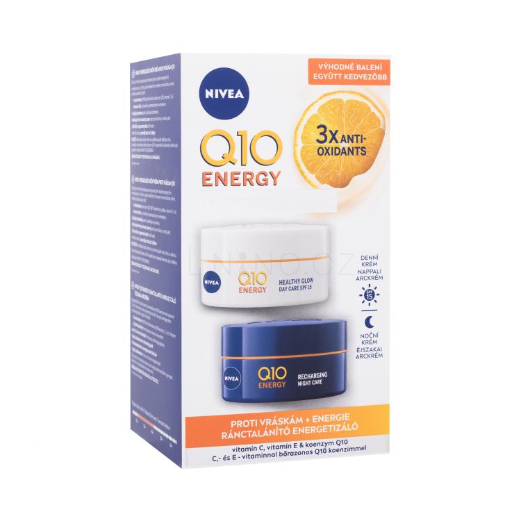 Nivea Q10 Energy Duo Pack Dárková kazeta denní pleťový krém Q10 Energy SPF15 50 ml + noční pleťový krém Q10 Energy 50 ml poškozená krabička