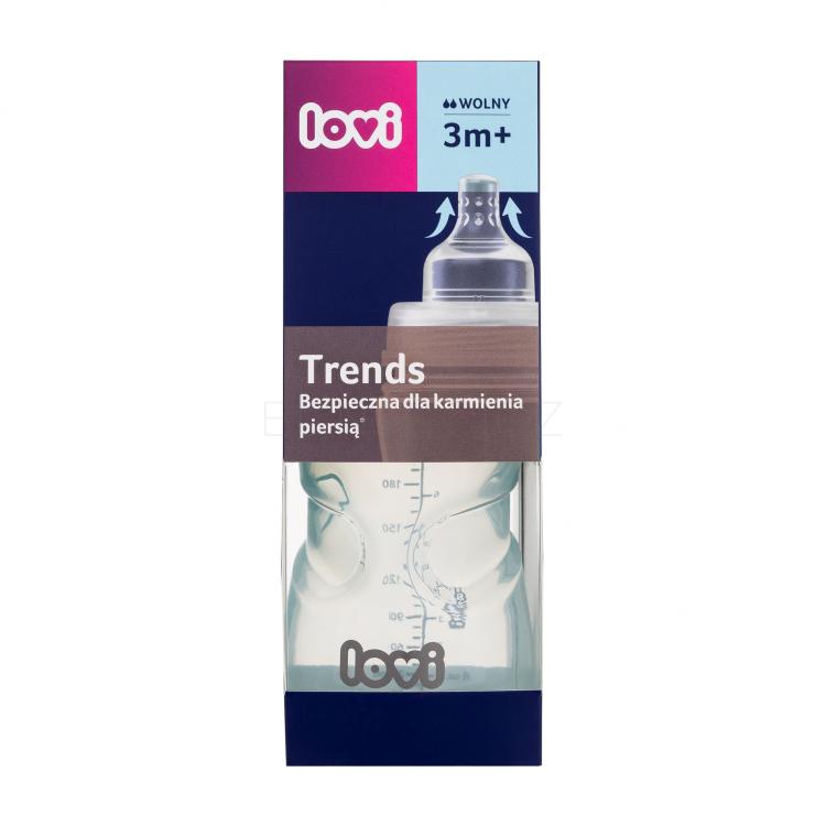 LOVI Trends Bottle 3m+ Green Kojenecká lahev pro děti 250 ml