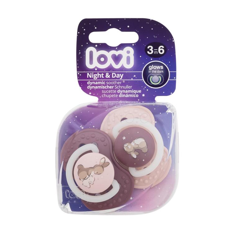 LOVI Night &amp; Day Dynamic Soother Girl 3-6m Dudlík pro děti 2 ks