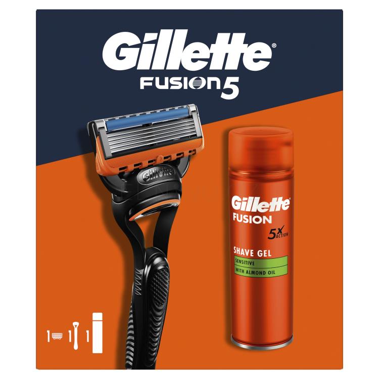 Gillette Fusion5 Dárková kazeta holicí strojek Fusion5 1 ks + gel na holení Fusion Shave Gel Sensitive 200 ml