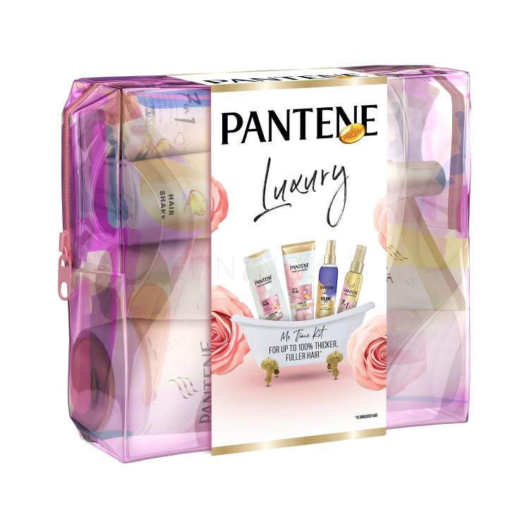 Pantene PRO-V Luxury Me Time Kit Dárková kazeta šampon Lift&#039;N&#039;Volume 300 ml + kondicionér Lift&#039;N&#039;Volume 200 ml + kondicionér ve spreji Volume SOS 150 ml + olej na vlasy 7in1 Oil 100 ml + kosmetická taštička