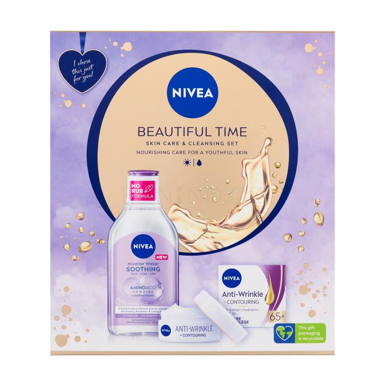 Nivea Beautiful Time Dárková kazeta denní pleťový krém Anti-Wrinkle + Contouring SPF30 50 ml + micelární voda Soothing Micellar Water 400 ml poškozená krabička