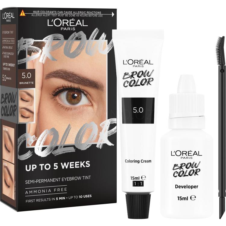 L&#039;Oréal Paris Brow Color Semi-Permanent Eyebrow Tint Barva na obočí pro ženy 1 ks Odstín 5.0 Brunette