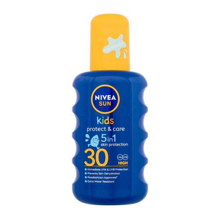 Nivea Sun Kids Protect &amp; Care Sun Spray 5 in 1 SPF30 Opalovací přípravek na tělo pro děti 200 ml