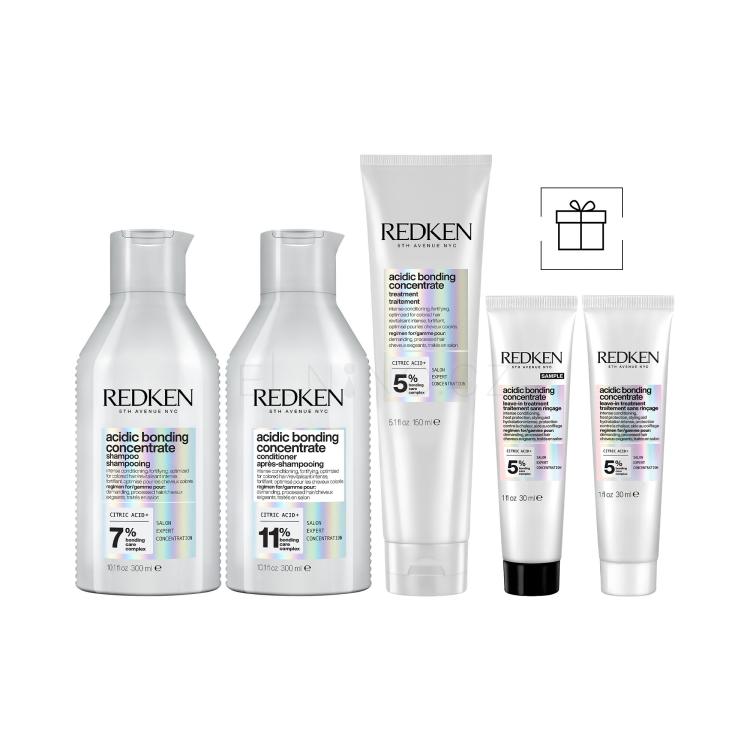 Set Šampon Redken Acidic Bonding Concentrate + Kondicionér Redken Acidic Bonding Concentrate Conditioner + Bezoplachová péče Redken Acidic Bonding Concentrate Leave-in Treatment + Šampon Redken Acidic Bonding Concentrate + Kondicionér Redken Acidic Bonding Concentrate Conditioner