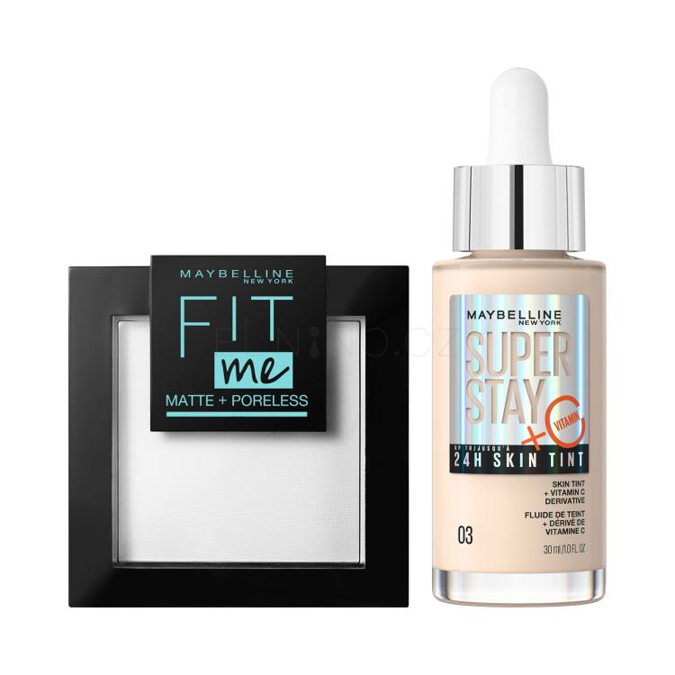 Set Pudr Maybelline Fit Me! Matte + Poreless + Make-up Maybelline Superstay 24H Skin Tint + Vitamin C