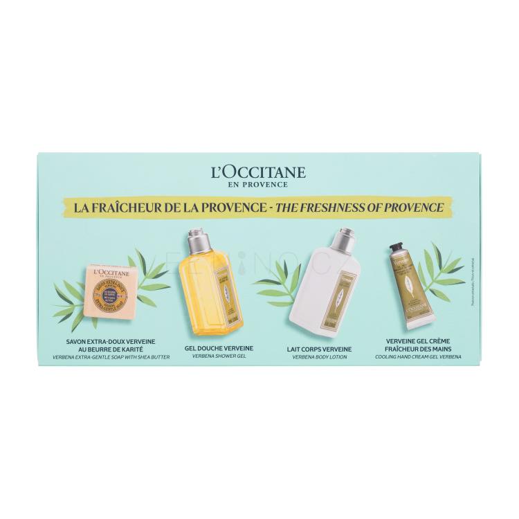 L&#039;Occitane Verveine (Verbena) The Freshness Of Provence Dárková kazeta sprchový gel Verbena Shower Gel 70 ml + tělové mléko Verbena Body Lotion 70 ml + krém na ruce Verbena Cooling Hand Cream Gel  30 ml + tuhé mýdlo Verbena Extra-Gentle Soap 50 g