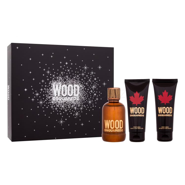 Dsquared2 Wood Dárková kazeta toaletní voda 100 ml + sprchový gel 100 ml + balzám po holení 100 ml