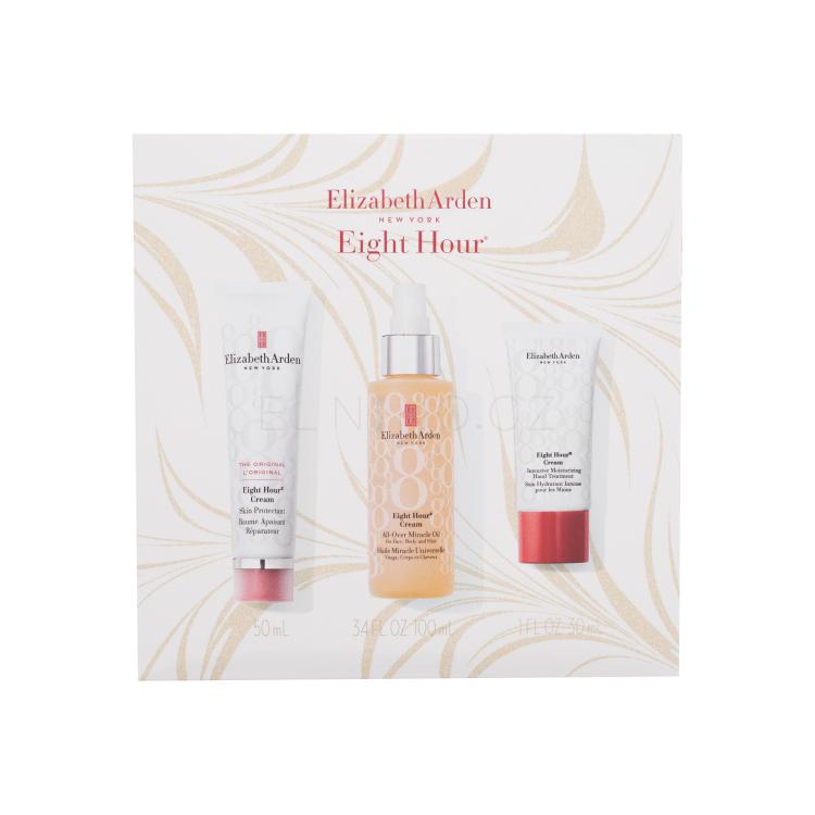 Elizabeth Arden Eight Hour Cream Holiday Miracle Dárková kazeta pleťový, tělový a vlasový olej Eight Hour Cream All-Over Miracle Oil 100 ml + pleťový a tělový balzám Eight Hour Cream Skin Protectant 50 ml + krém na ruce Eight Hour Cream Intensive Moisturizing Hand Treatment 30 ml