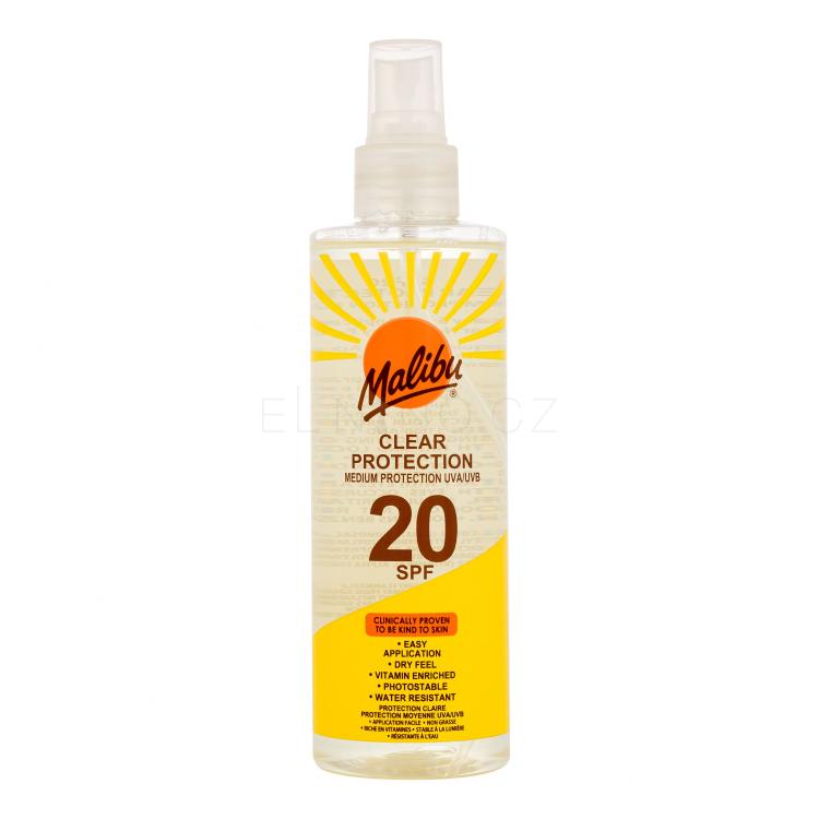 Malibu Clear Protection SPF20 Opalovací přípravek na tělo 250 ml