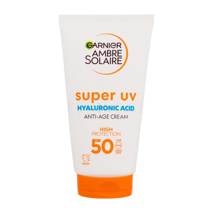 Garnier Ambre Solaire Super UV Hyaluronic Acid Anti-Age Cream SPF50 Opalovací přípravek na obličej 50 ml poškozená krabička