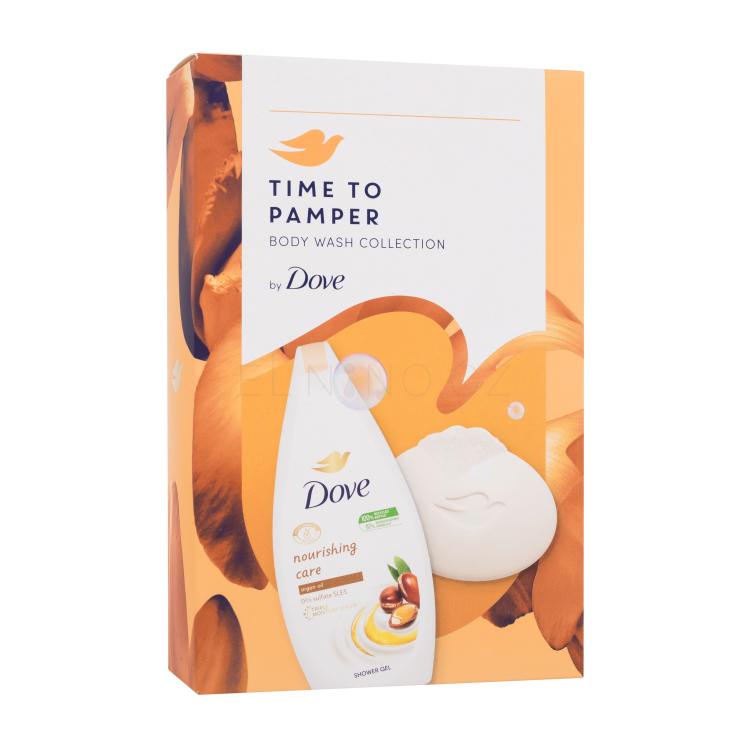 Dove Time To Pamper Body Wash Collection Dárková kazeta sprchový gel Nourishing Care 250 ml + tuhé mýdlo Nourishing Beauty Cream Bar 90 g