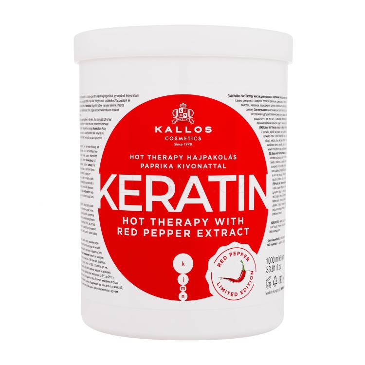 Kallos Cosmetics Keratin Hot Therapy With Red Pepper Extract Maska na vlasy pro ženy 1000 ml