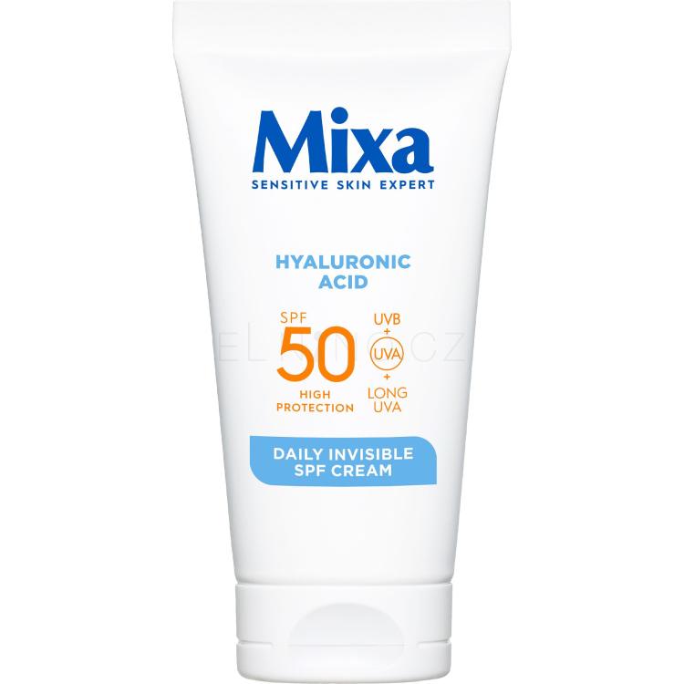 Mixa Hyaluronic Acid Daily Invisible SPF Cream SPF50 Denní pleťový krém pro ženy 50 ml