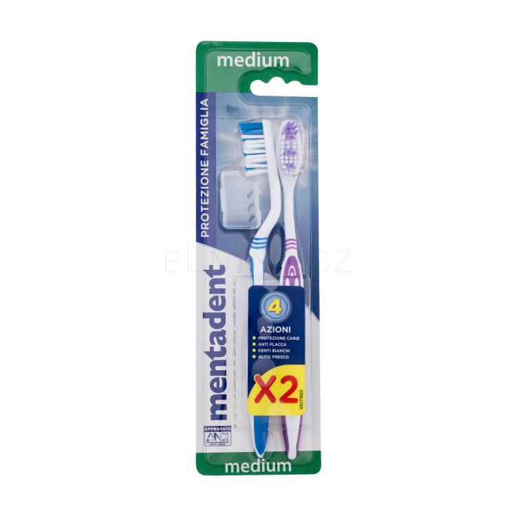 Mentadent Family Protection Toothbrush Medium Klasický zubní kartáček Set