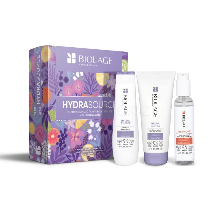 Biolage Hydra Source Dárková kazeta šampon Hydra Source 250 ml + kondicionér Hydra Source 200 ml + olej na vlasy All-In-One Multi-Benefit Oil 125 ml