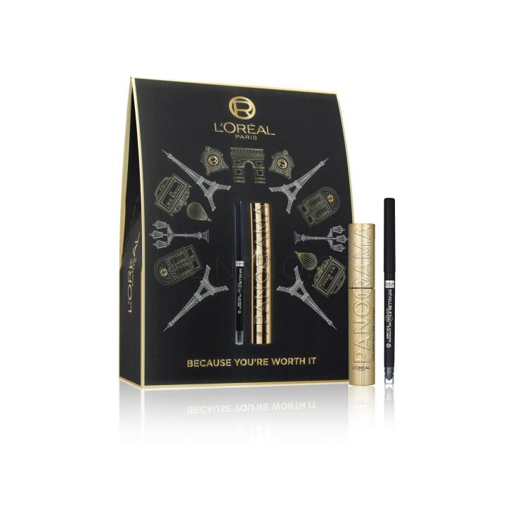 L&#039;Oréal Paris Panorama Dárková kazeta řasenka Panorama 10,5 ml Black + tužka na oči Infaillible Grip 36H Gel Automatic Eye Liner 1,2 g 001 Intense Black