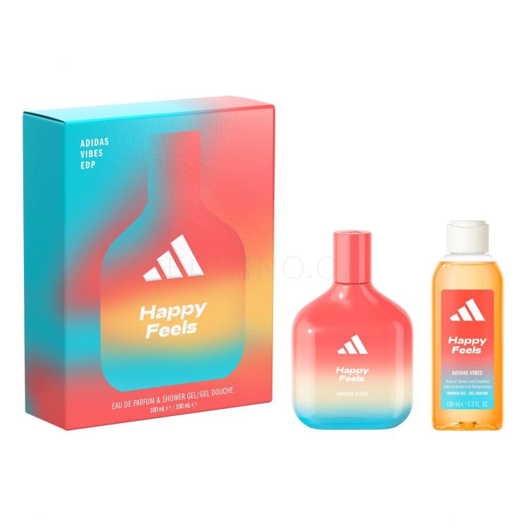 Adidas Vibes Happy Feels Dárková kazeta parfémovaná voda 100 ml + sprchový gel 100 ml