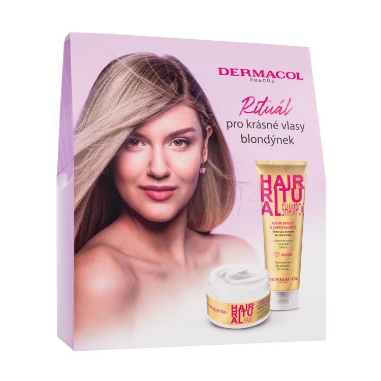 Dermacol Hair Ritual Super Blonde Dárková kazeta šampon Hair Ritual Grow Effect &amp; Super Blonde 250 ml + maska na vlasy Hair Ritual Super Blonde &amp; Intensive Care 200 ml