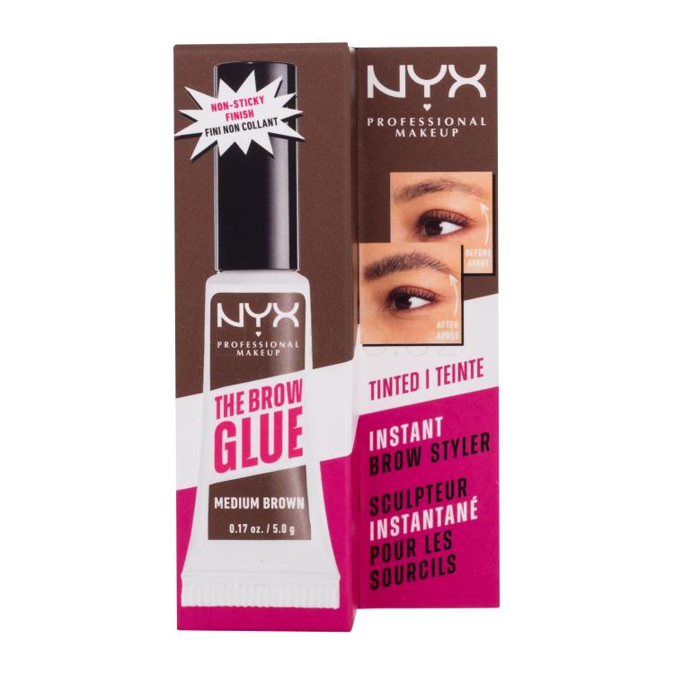 NYX Professional Makeup The Brow Glue Instant Brow Styler Gel a pomáda na obočí pro ženy 5 g Odstín 03 Medium Brown poškozená krabička