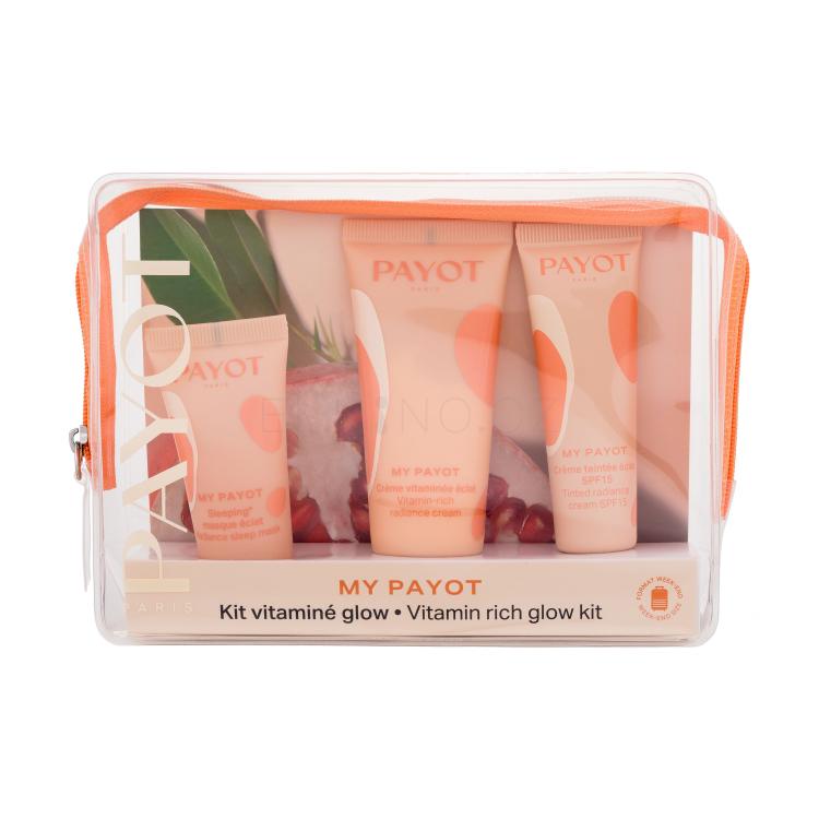 PAYOT My Payot Vitamin Rich Glow Kit Dárková kazeta denní pleťový krém 30 ml + pleťový krém SPF 15 20 ml + noční pleťová maska 15 ml + taštička